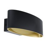 Eglo Wandlamp Maccacari Aluminium Staal Zwart Goud 10W 1300lm - 830 Warm Wit | IP20