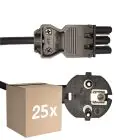 Voordeelpak 25x Noxion GST - Compatibel Voedingskabel Zwart - Vrouwlijk + Schuko Europlug - 3m - 3 pole 0.75mm2