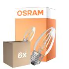 Voordeelpak 6x Osram Classic LED E27 Kaars Filament Helder 4.8W 470lm - 827 Zeer Warm Wit | Dimbaar - Vervangt 40W